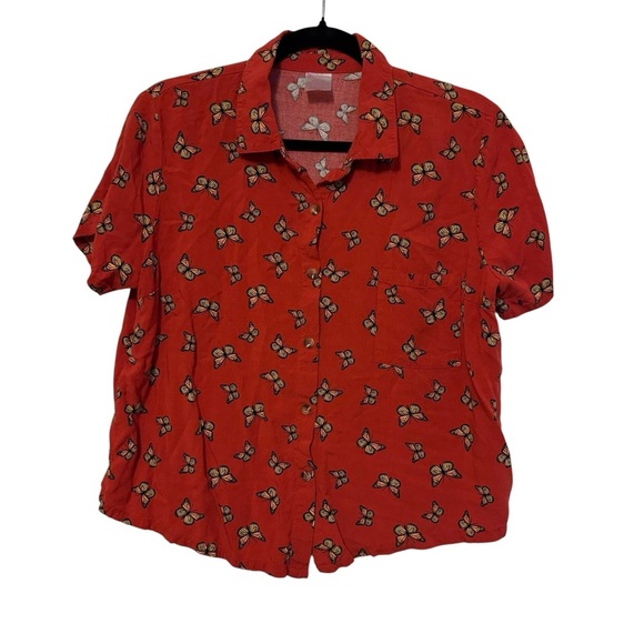 No Boundaries Women’s Button-Up Shirt – Butterfly Print – Size L (11–13) - Picture 1 of 3